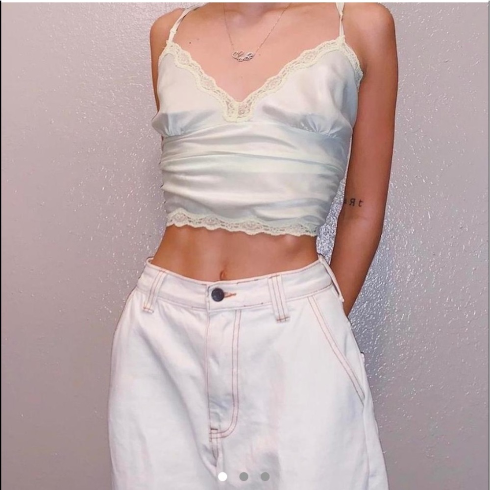 pale yellow victorias secret silk lace slip cami